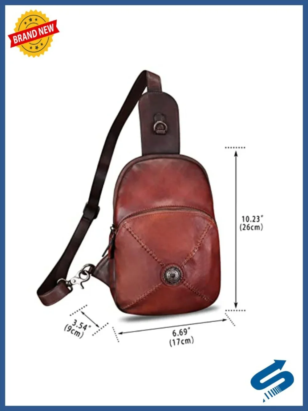 Genuine Leather Sling Bag Retro Crossbody Backpack Purse